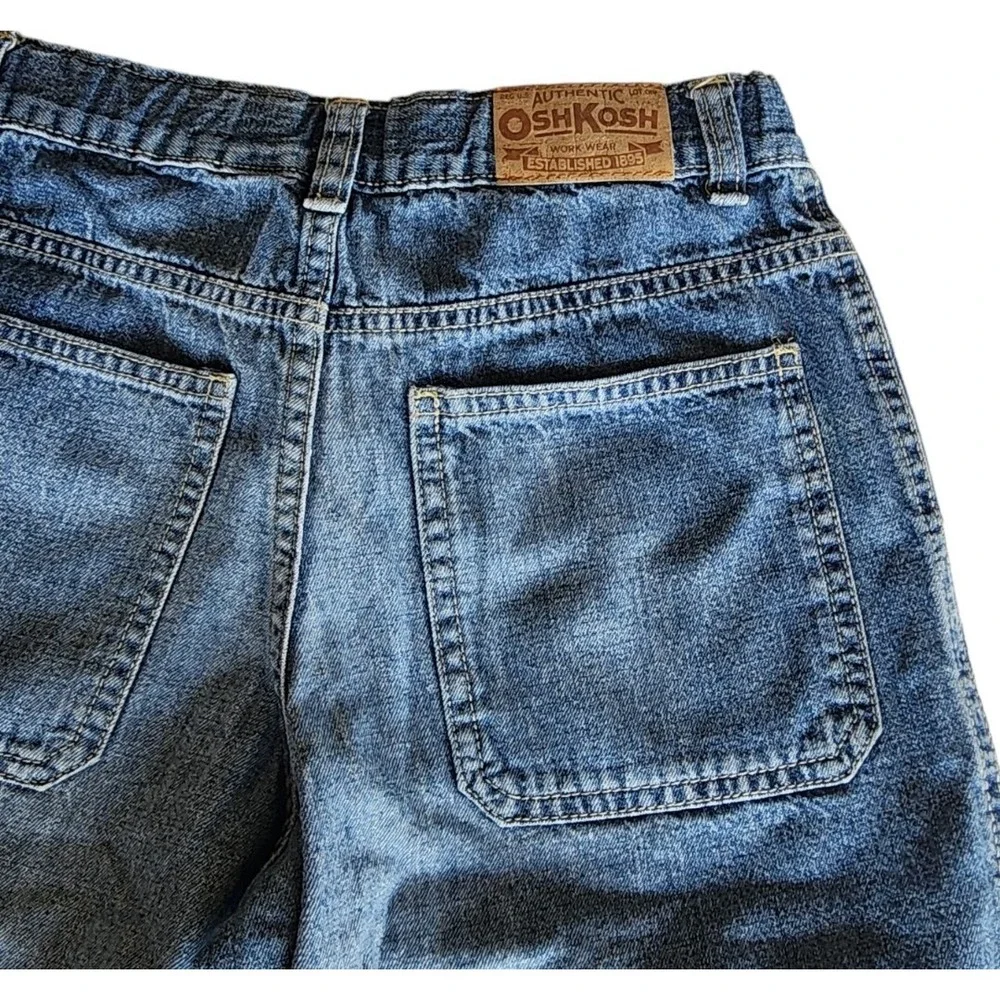 OshKosh Denim Jean Shorts Adustable Elastic Waist‎ Boy's Size 7X